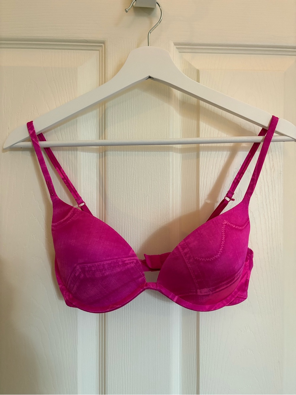 La SENZA Hot Pink Denim Print Push-Up Bra